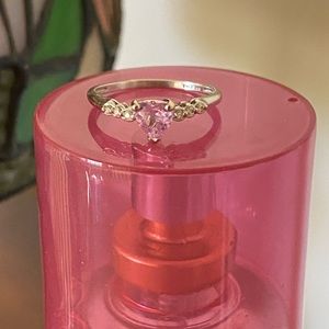 Rose Quartz Diamond Heart Ring